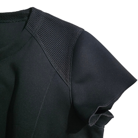 Theory Peplum Bodycon Dress Size 4 Black Stretch Scuba Zip Front Tailored - Picture 8 of 13